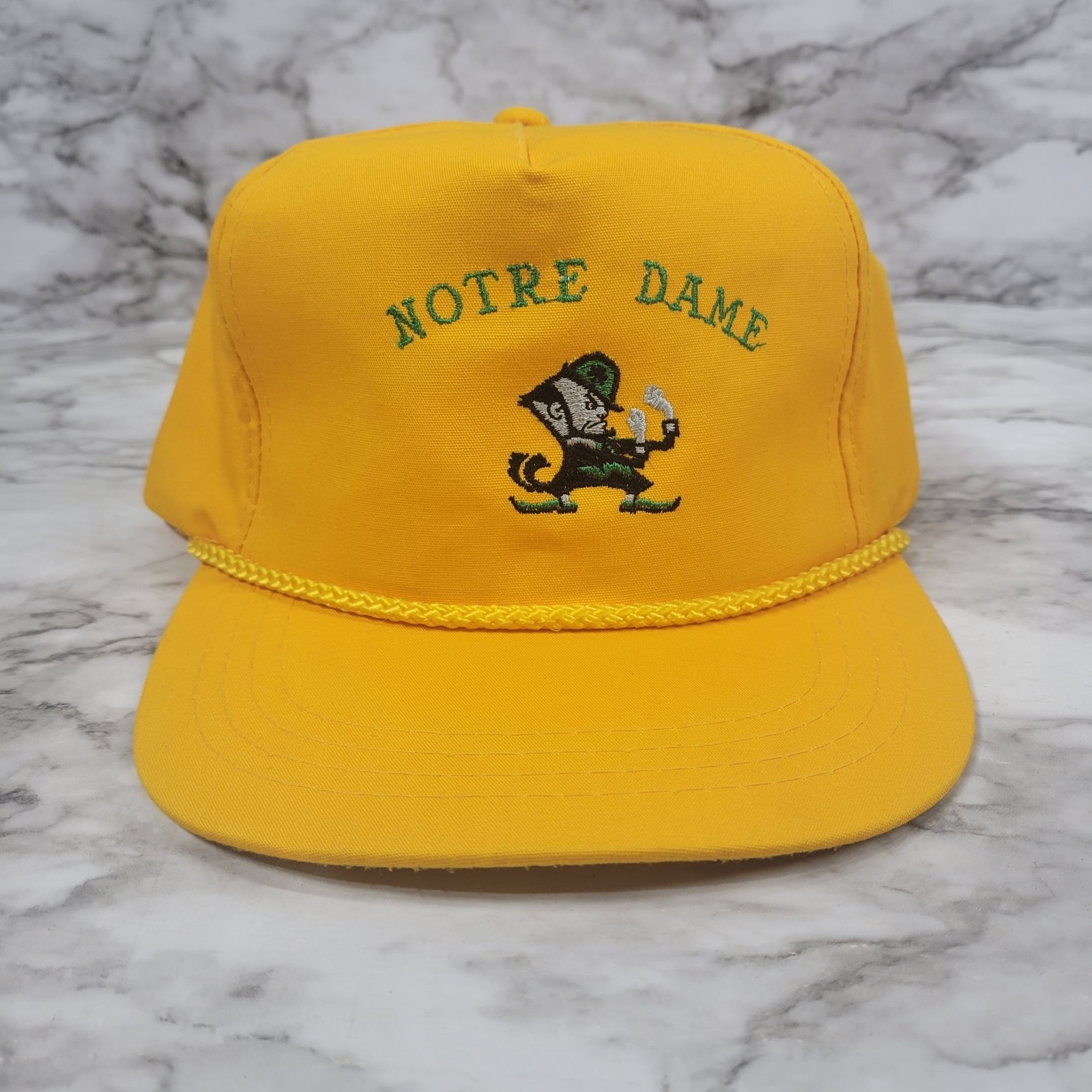 Vintage Yupoong Notre Dame Fighting Irish Trucker Hat Yellow Read Description